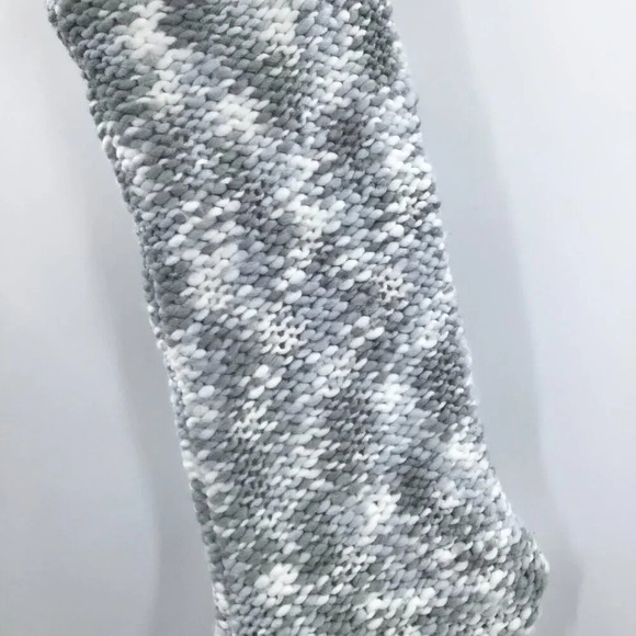 NWT Rachel Zoe Knit Christmas Stocking Large Tassels Blue Cream Grey Yarn Winter - Picture 9 of 10